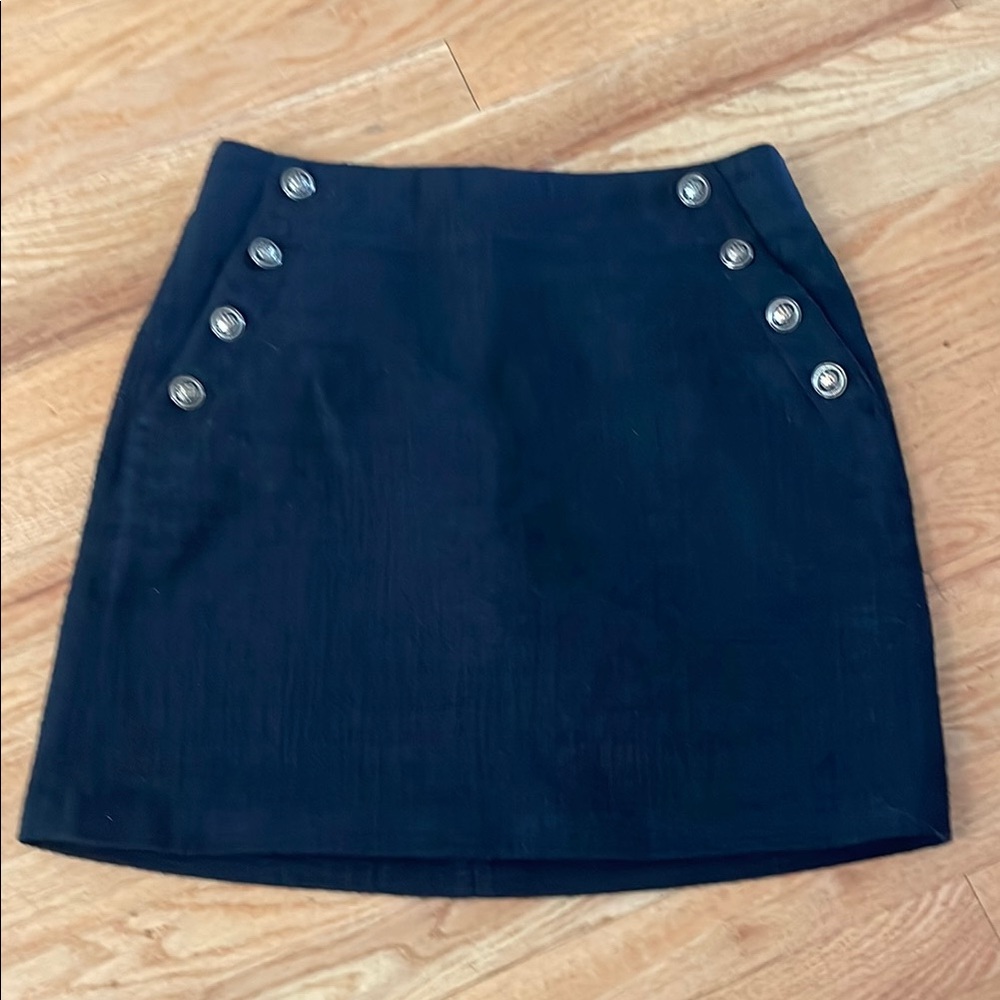 LOFT Black A-Line Classic Nautical Mini Skirt Size 4